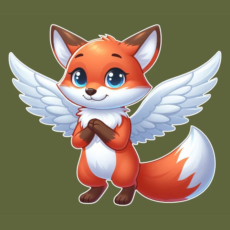 Ailes de bande dessinée d’ange de renard mignon