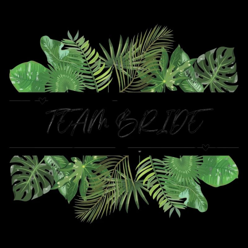 Team Bride Green Palm Leaves