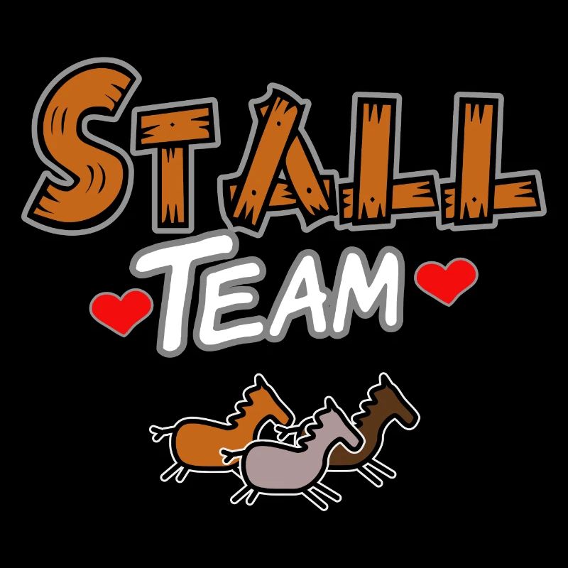 Team im Stall Pferde