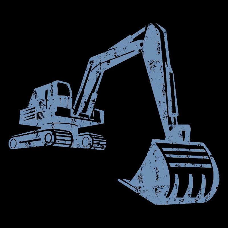 Excavator Silhouette Construction Worker Grunge Design