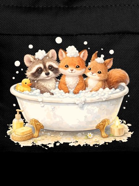 Cute Forest Animals Bathing Illustration