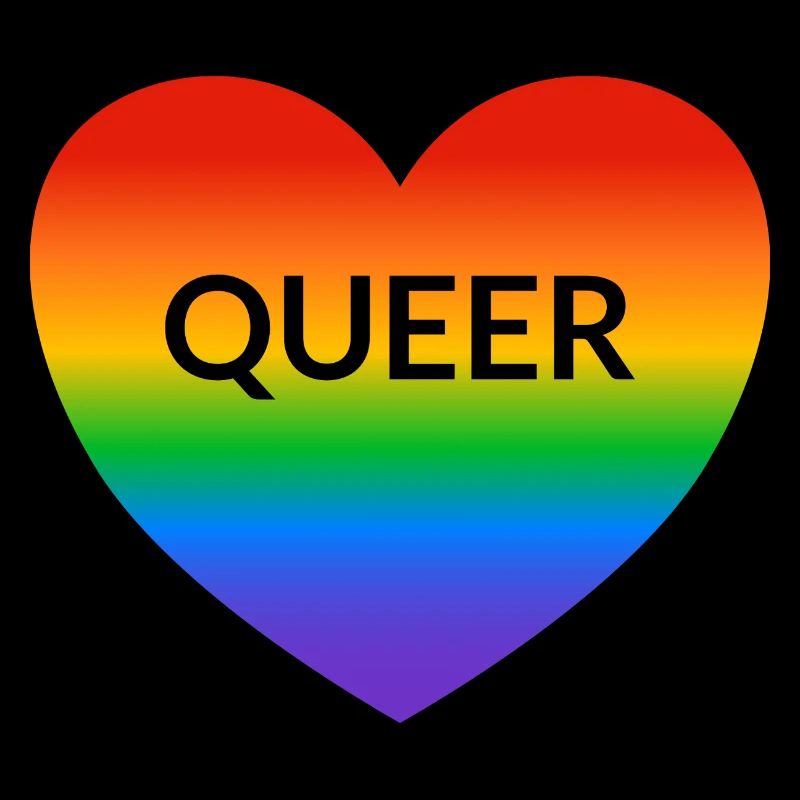 Pride QUEER rainbow heart
