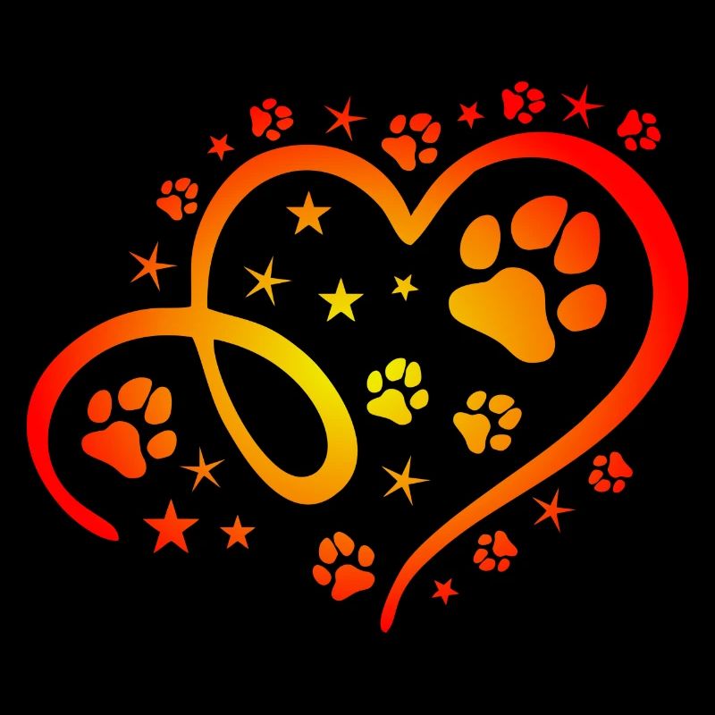 Herz mit Pfötchen und Sternen