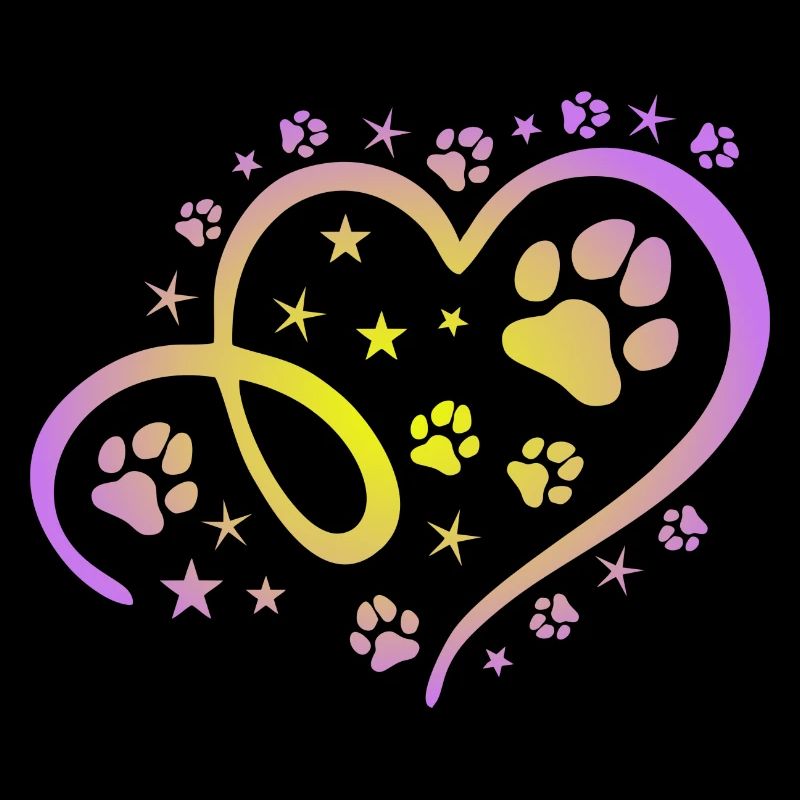 Herz mit Pfötchen und Sternen