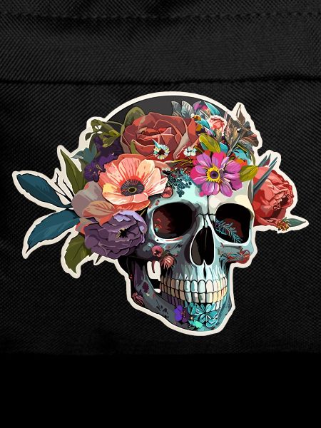 Human Skull & Flowers 6