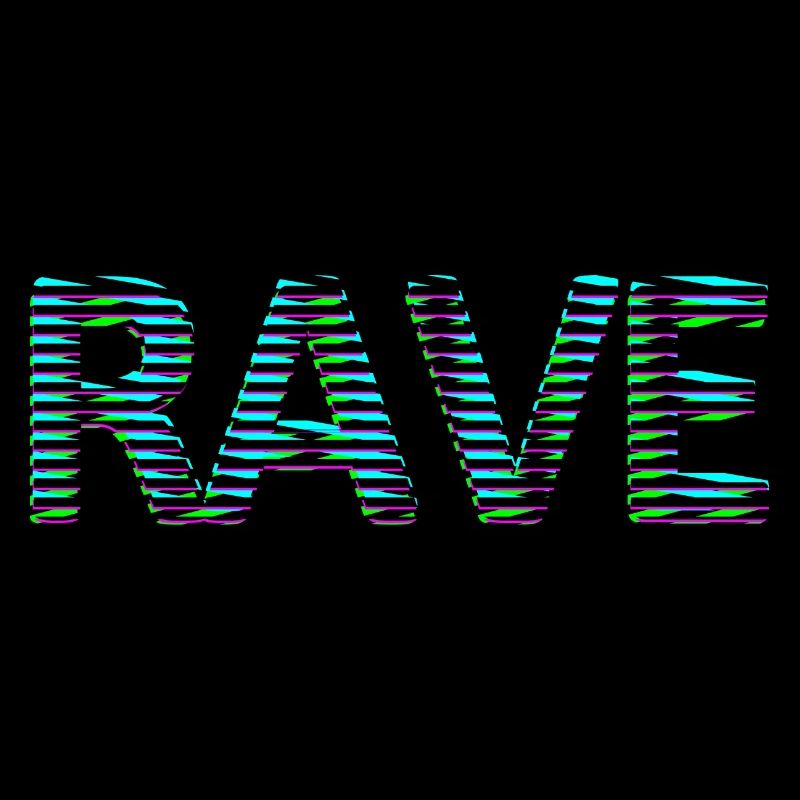 Rave Font Tripping Techno LSD MNML néon noir