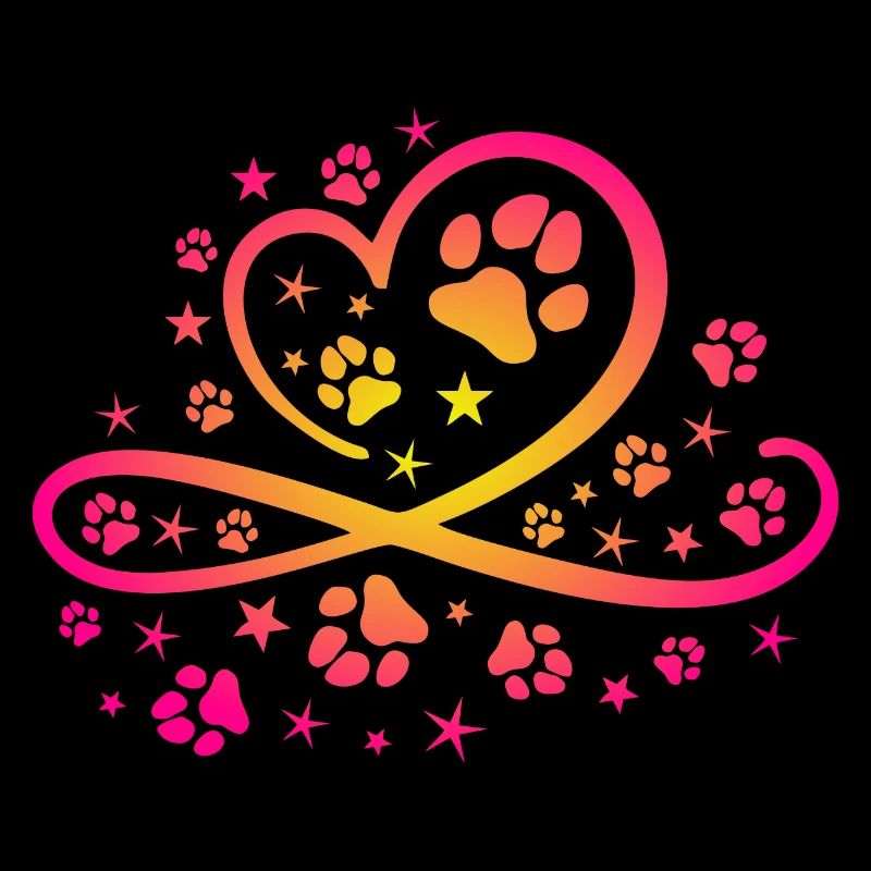 Herz mit Pfötchen und Sternen