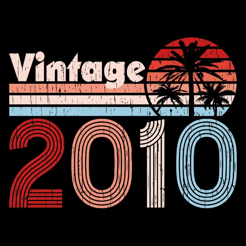 Vintage 2010 Palm Trees Retro Birthday