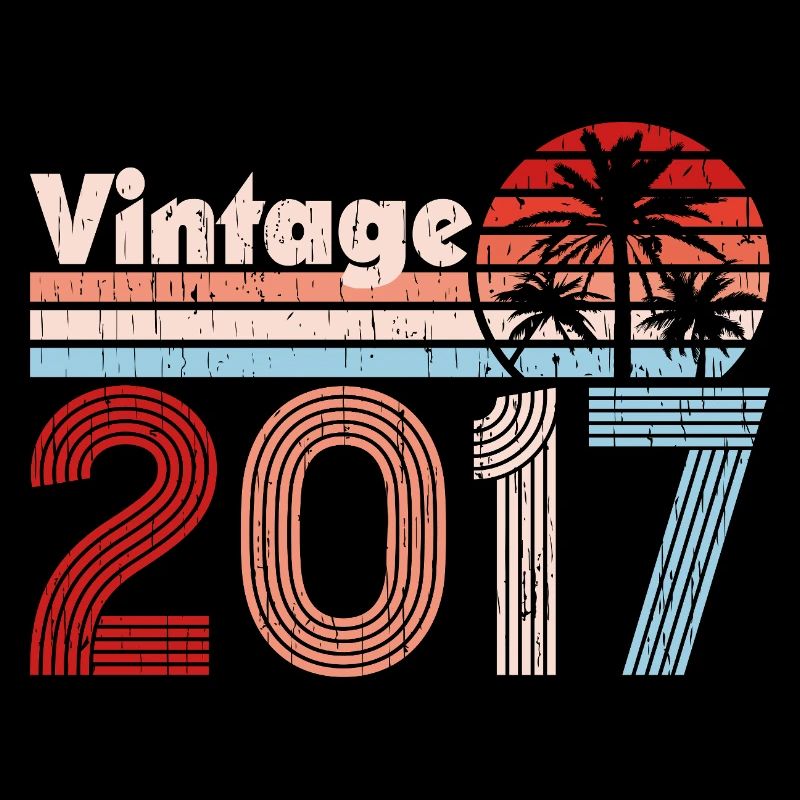 Vintage 2017 Palm Trees Retro Birthday