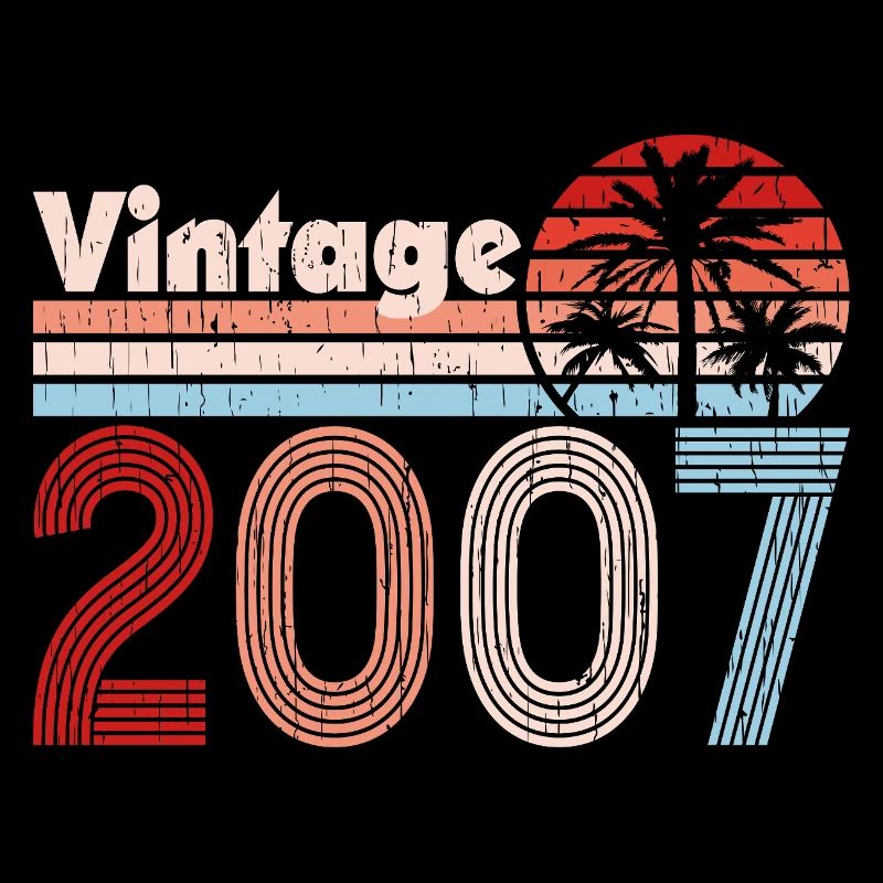 Vintage 2007 Palm Trees Retro Birthday