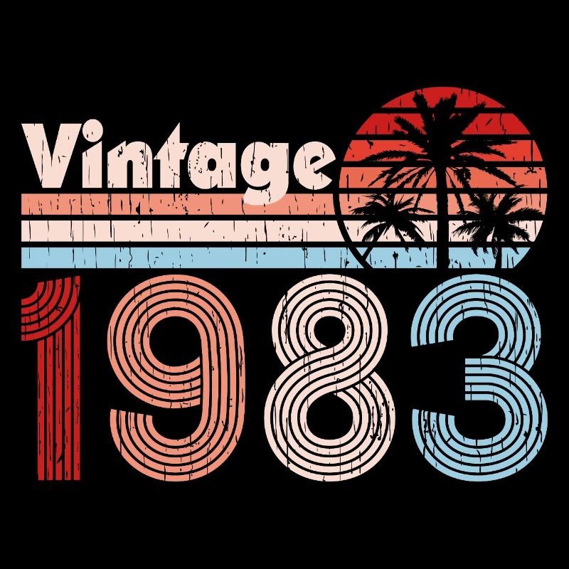 Vintage 1983 Palm Trees Retro Birthday