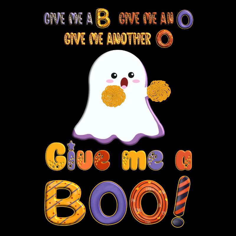 Cute Halloween Cheerleader Ghost with pompoms