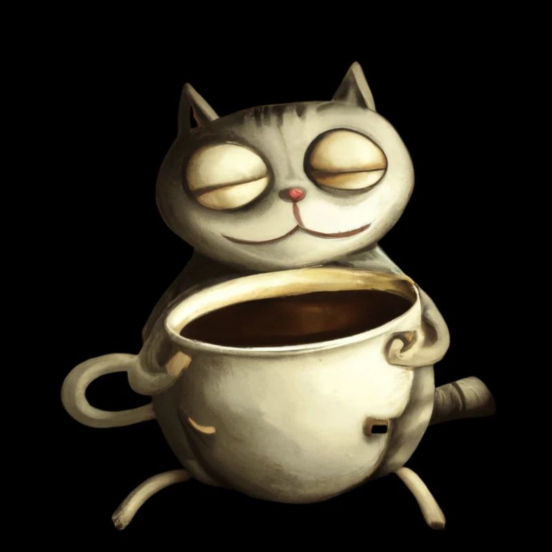 Cat is drinking a coffee