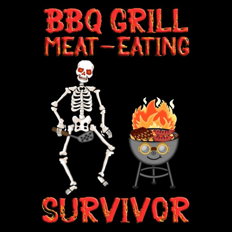 BBQ Grill Fleisch-essendes Überlebenden-Skelett