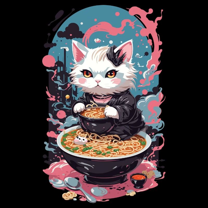 Cat Goth Pastel Ramen Noodle Soup Kawaii