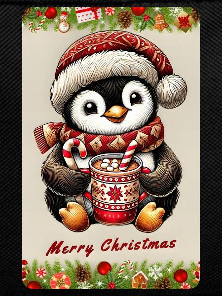Christmas Penguin with Hot Chocolate