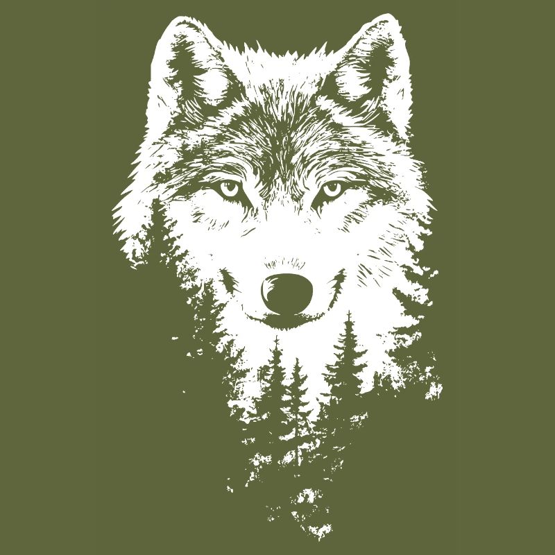 Silhouette de forêt de visage de loup
