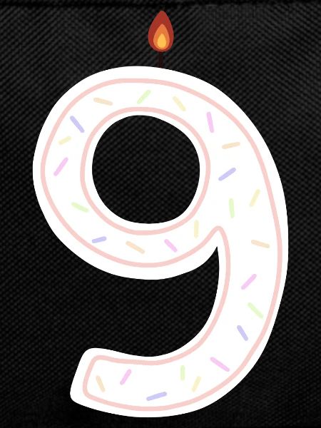 Festive Birthday Number Nine Illustration