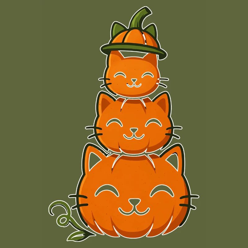 Happy Pumpkin Cat Stack