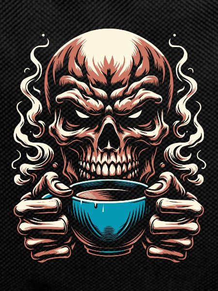 Skull with Coffee Mug Coffee