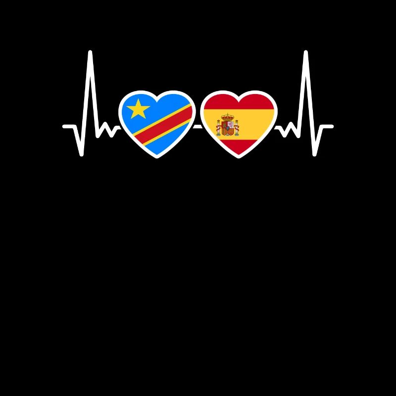 DR Congo Spain heartbeat flag Congolese