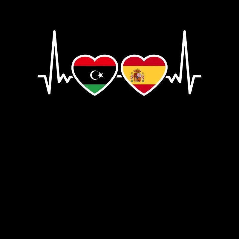 Libye Espagne Heartbeat Flag Espagnol Libyen