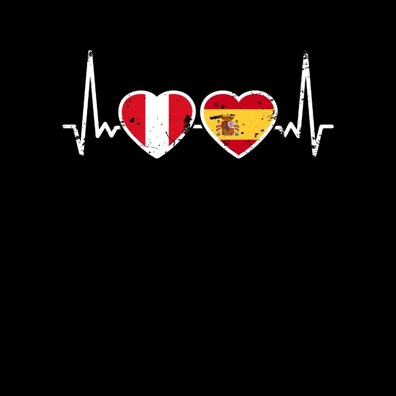 Pérou Espagne Vintage Heartbeat drapeau péruvien