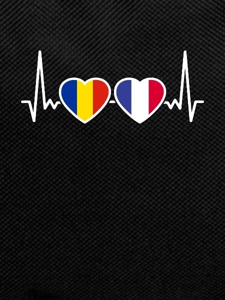 Romania France Heartbeat Flag Romanian