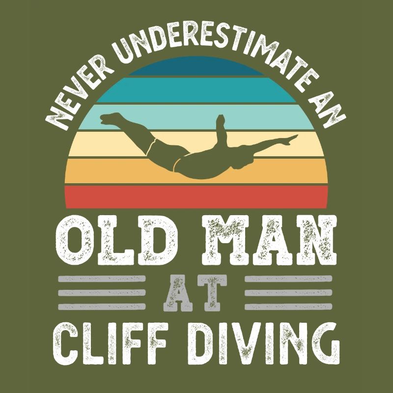 Old Man at Cliff Diving Fathers Day Funny Gift
