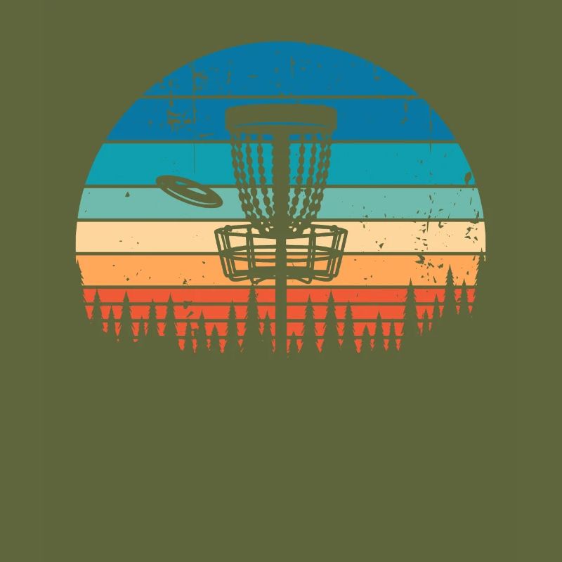 Vintage Disc Golf Retro Distressed Sunset