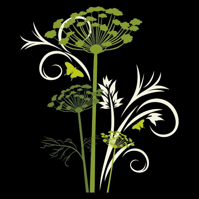 Silhouette de fenouil en fleurs