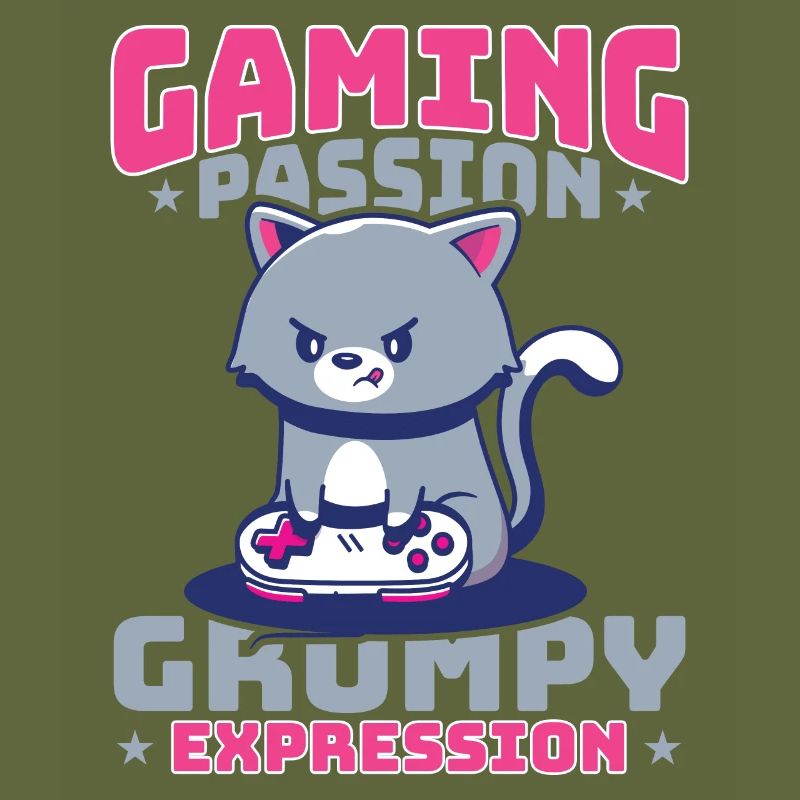 Gaming, Zocken, Videospiel, Grumpy Katze Gamer