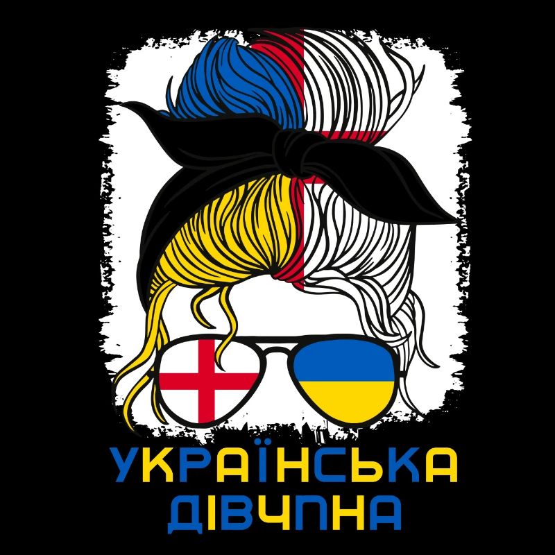 Ukrainisches Mädchen halb Englisch halb Ukraine Flagge