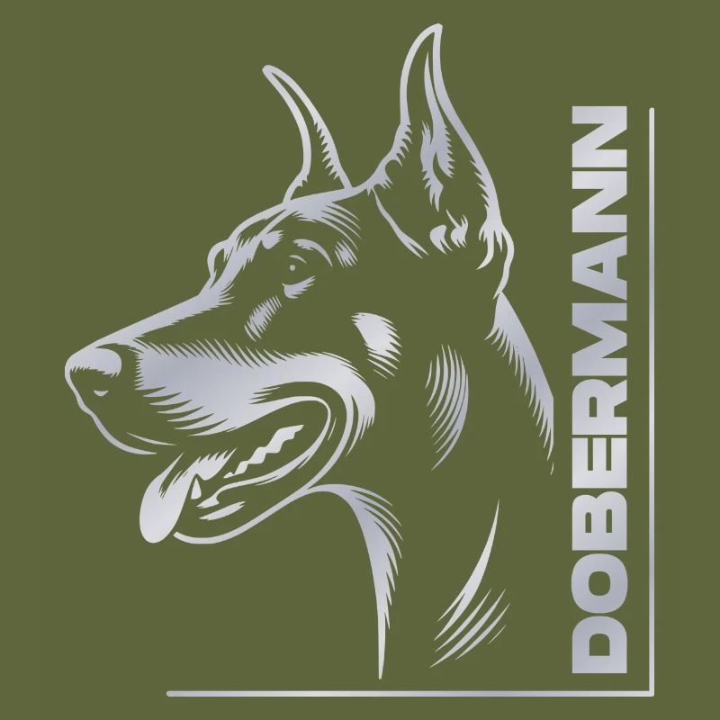 Doberman Pinscher, Dog Head, Silver Drawing