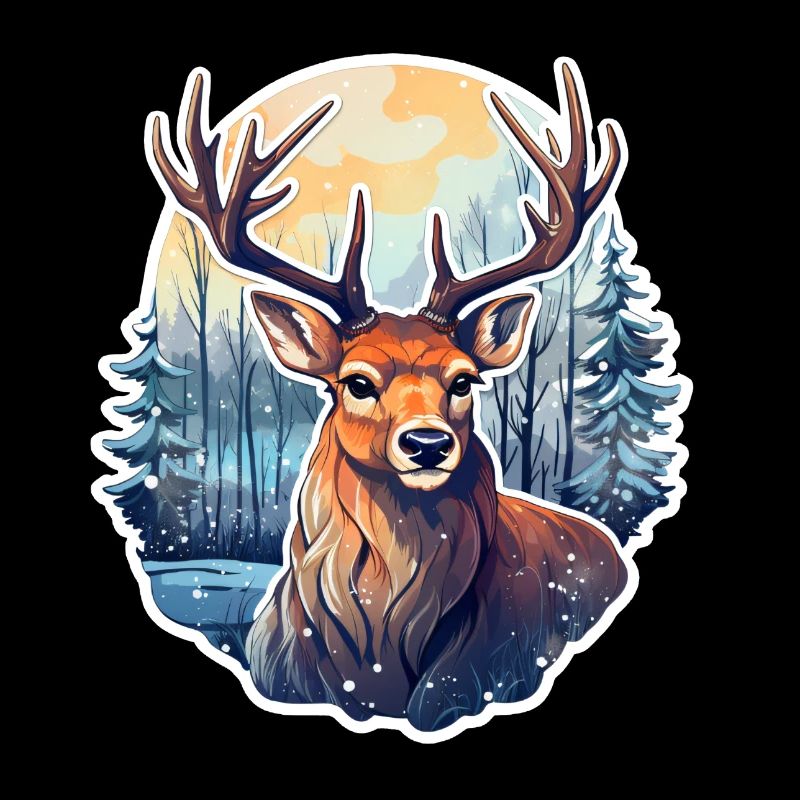 Hirsch in Winterlandschaft