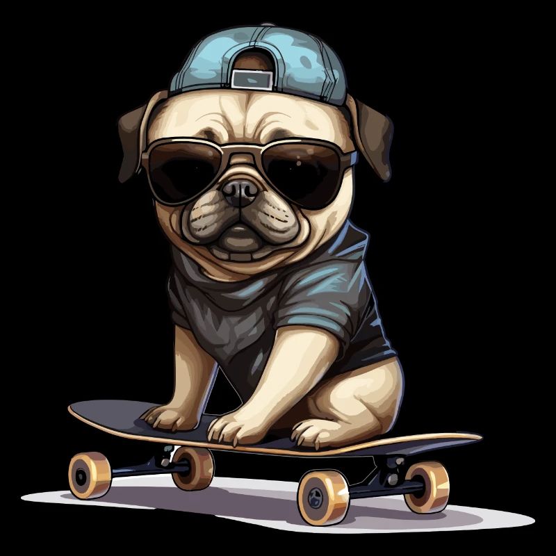 Skateboarding Mops für Skaters