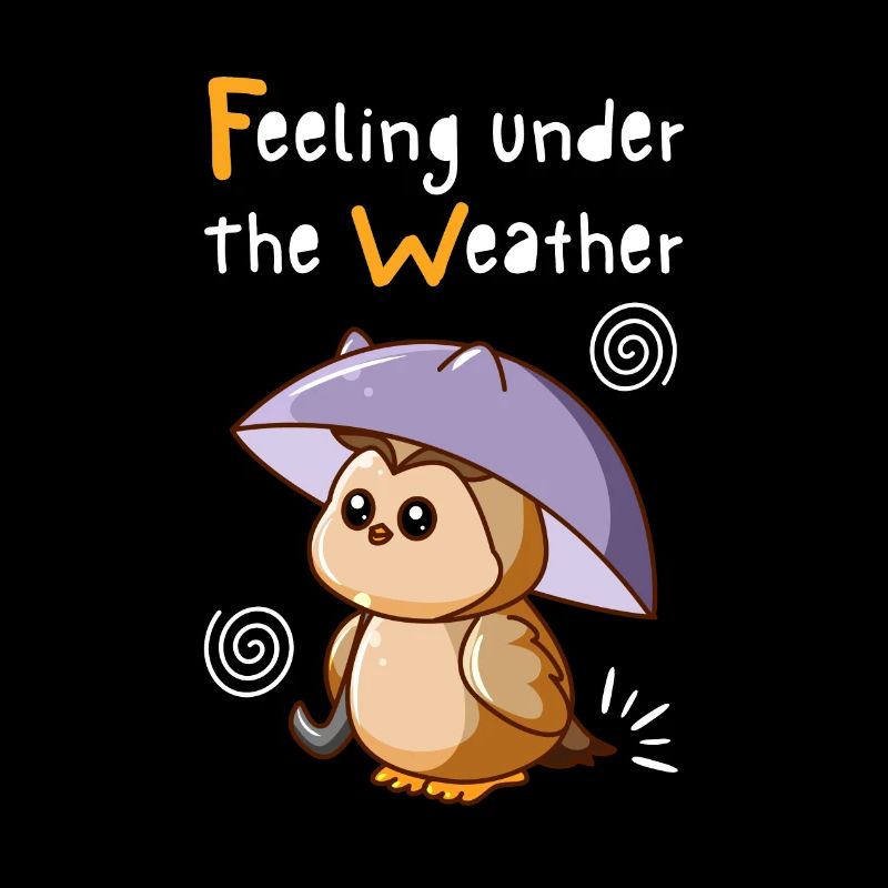 Feeling Under The Weather. Cute Owl. Black.