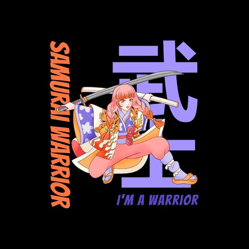 Samurai Warrior. Samurai Girl. Black Version.
