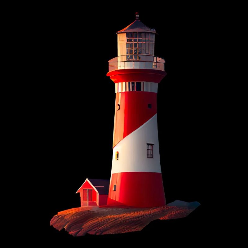 The lighthouse towers high above the steep cliffs