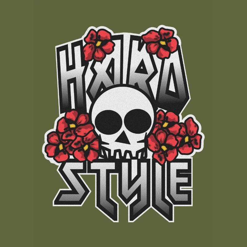 Crâne HARD STYLE incrusté dans les fleurs