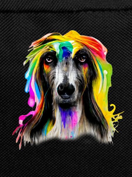 Afghan greyhound in rainbow design