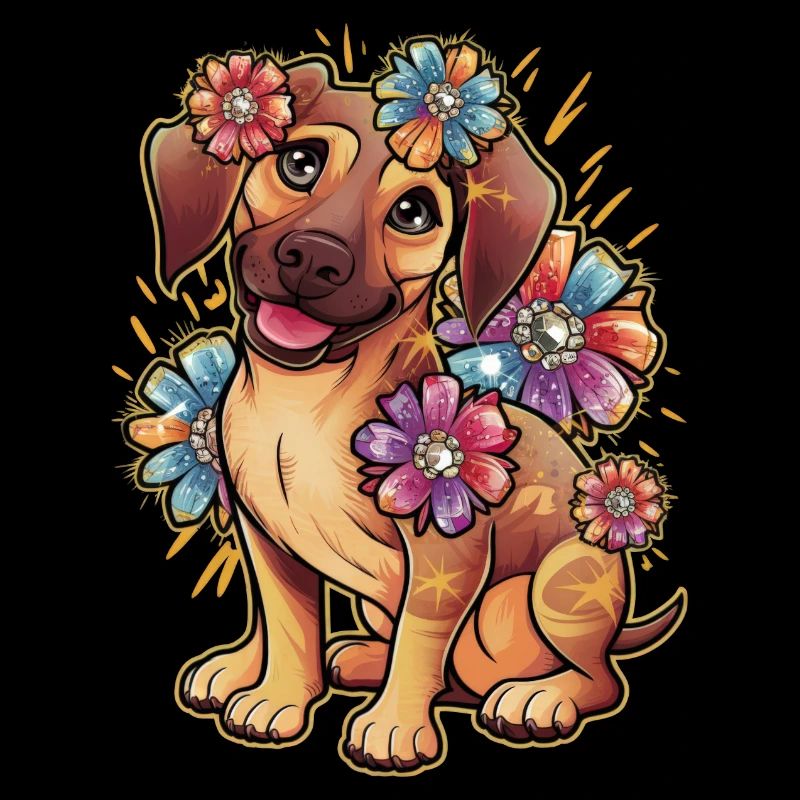 Rhodesian Ridgeback and Beautiful Flowers