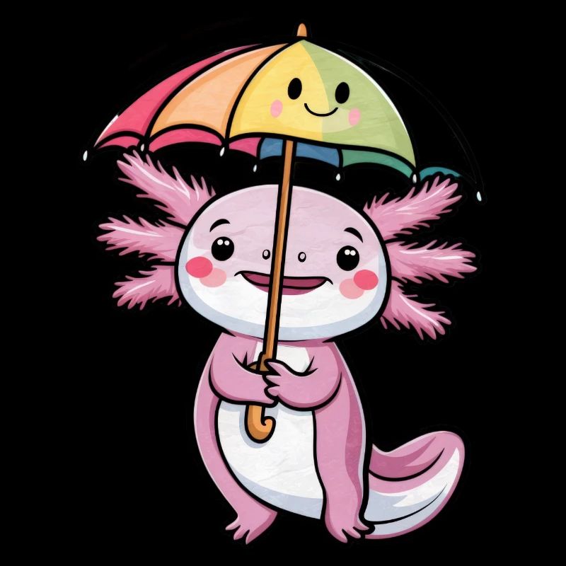 Mignon axolotl avec parapluie