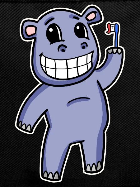 Hippo with toothbrush