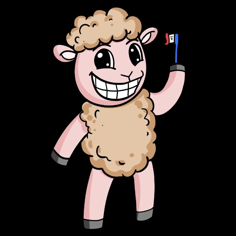 Sheep with toothbrush