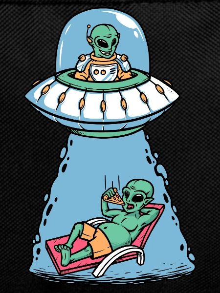Alien eating pizza