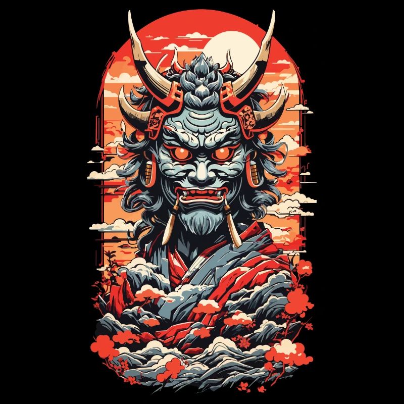 Vintage Japan Oni Dämon Ukiyo-E Otaku Design