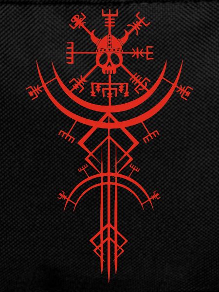 Red skull and Viking compass