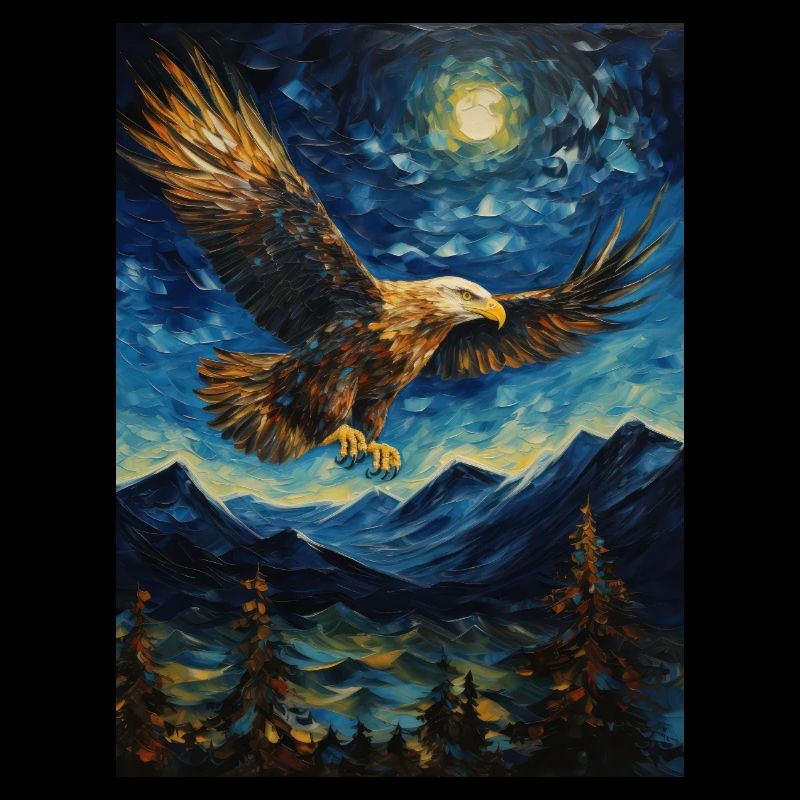 Eagle, Van Gogh, Starry Night, Animal, Bird