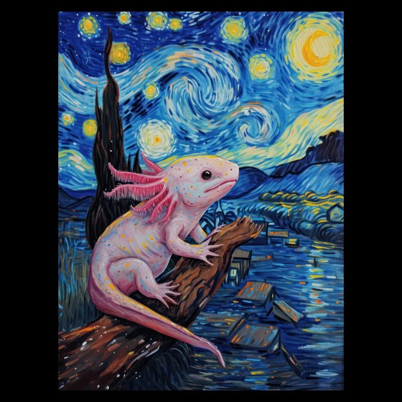 Axolotl Van Gogh Style Nuit étoilée